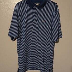 Greg Norman Men’s Large Play Dry Golf Striped Polo Blue